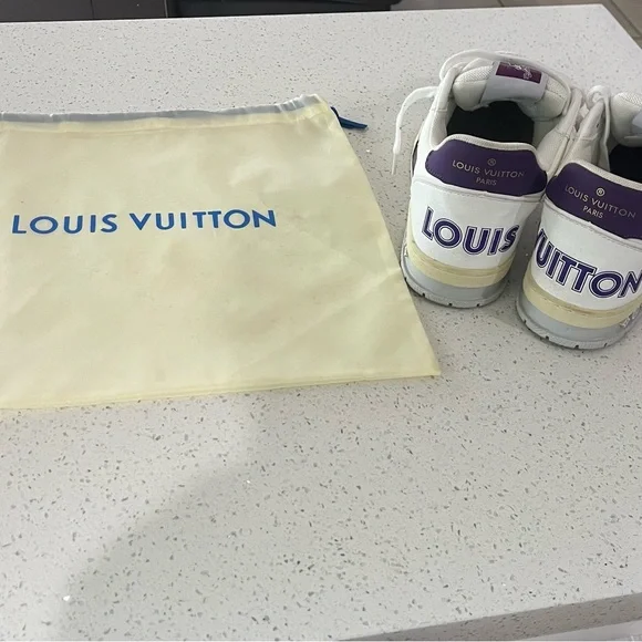 Louis Vuitton White and Purple Low-Top Sneakers with Logo Accents - Picture 4 of 4